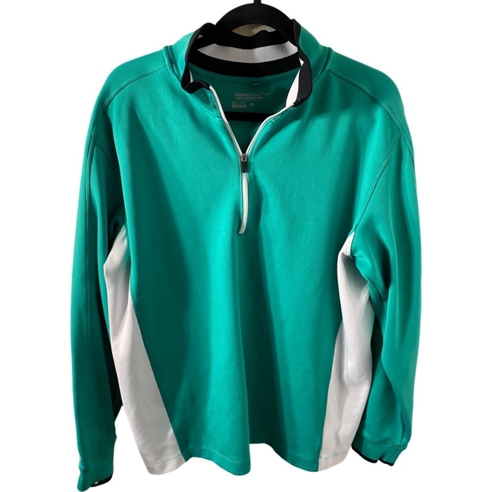 Nike Golf 3/4 zip. Size L. DRI-FIT Tour Performance. Green and white.